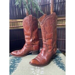 9.5 D Cowboy Boots Texas Reptile Flame Vintage Men's Fire Decal